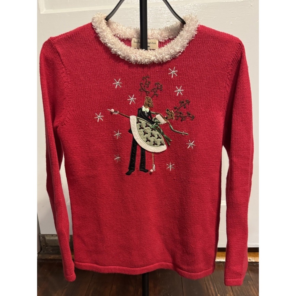 Vtg 90's Y2K Bechamel Christmas  Holiday Sweater PS Dancing Reindeer